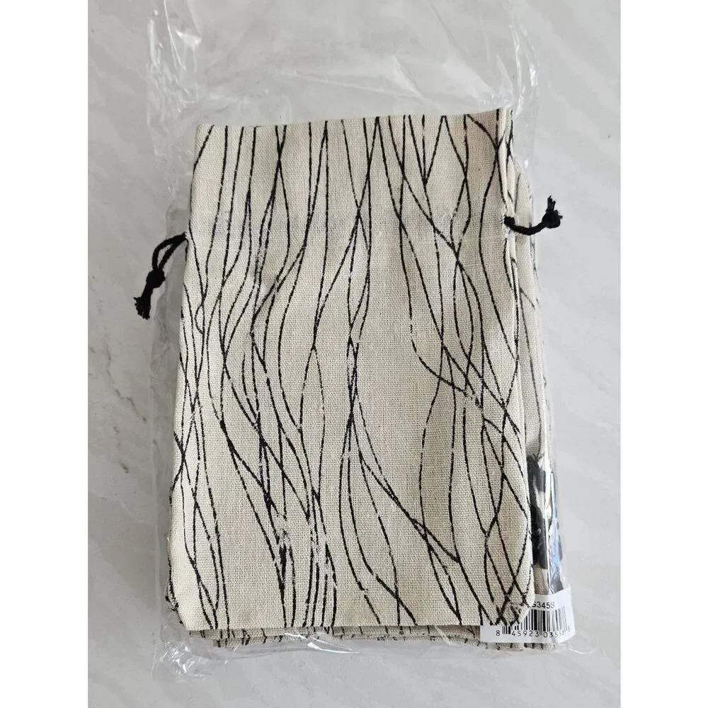 Beige and Black Drawstring Pouch Set Of 20 Medium Size